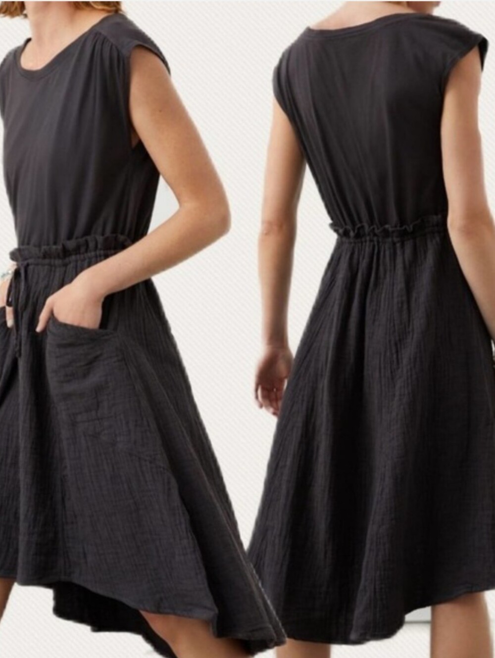 Daily Practice By Anthropologie Everyday Tee Dress in Muted Black Size Medium